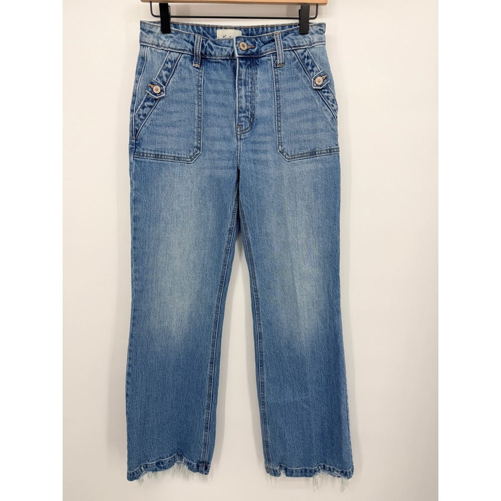 KanCan Jeans Women 27 Medium Blue Excellent High Rise Straight Raw Hem Utility